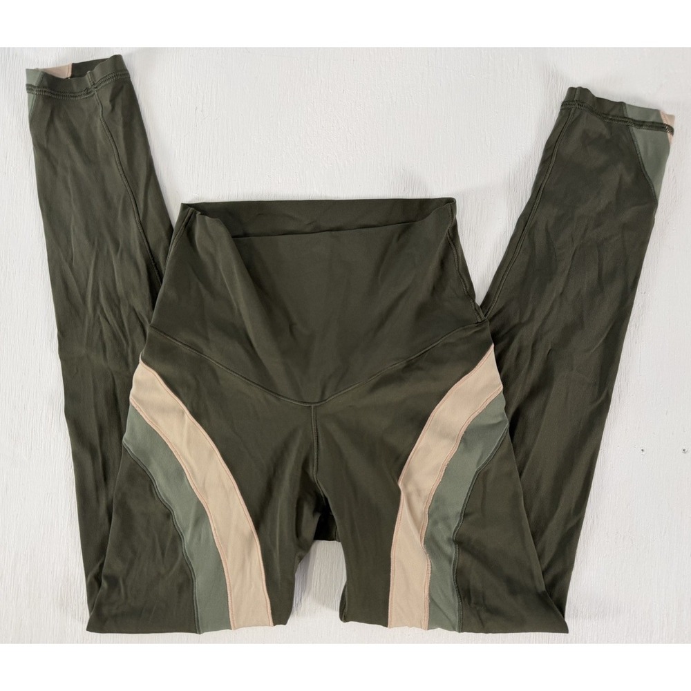 Aerie Army Green Rainbow Chill Play Move Leggings Side Stripe Women XS Stretch